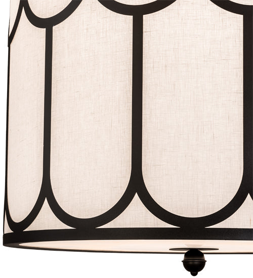 Meyda Lighting Cilindro 196023 30" 6-Light Textured Black Homer Pendant Light With White Textrene & Statuario Idalight Shade