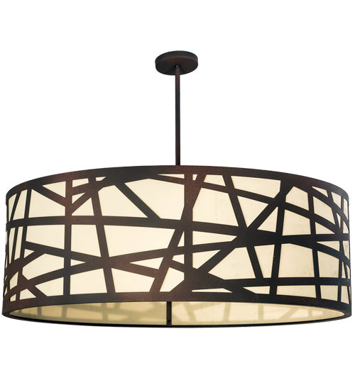 Meyda Lighting Cilindro 198819 48" 8-Light Wrought Iron Rich Pendant Light With Ivory Provostone Idalight Shade