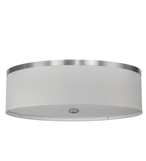 Meyda Lighting Cilindro 20" 2-Light Brushed Nickel Flush Mount Light With White Textrene Shade