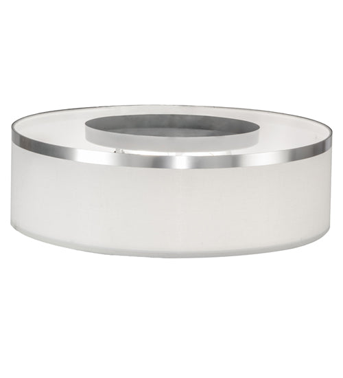 Meyda Lighting Cilindro 20" 2-Light Brushed Nickel Flush Mount Light With White Textrene Shade