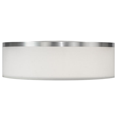 Meyda Lighting Cilindro 20" 2-Light Brushed Nickel Flush Mount Light With White Textrene Shade