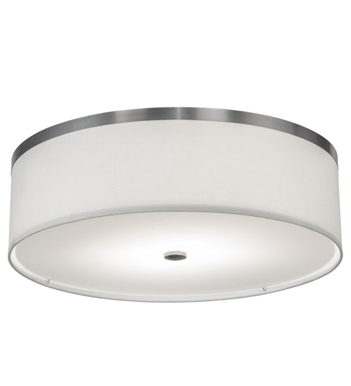 Meyda Lighting Cilindro 20" 2-Light Brushed Nickel Flush Mount Light With White Textrene Shade