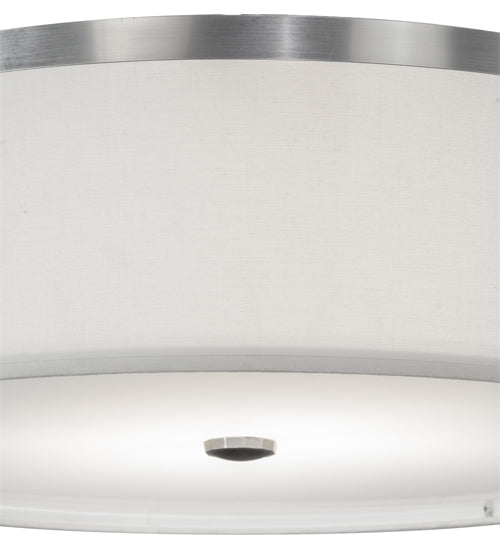Meyda Lighting Cilindro 20" 2-Light Brushed Nickel Flush Mount Light With White Textrene Shade