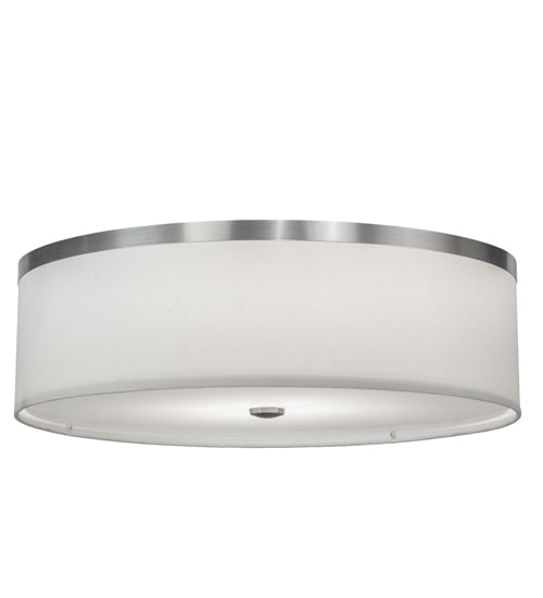 Meyda Lighting Cilindro 20" 2-Light Brushed Nickel Flush Mount Light With White Textrene Shade