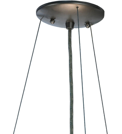 Meyda Lighting Cilindro 20" 3-Light 3-Tier Nickel Pendant Light With Beige Natural Linen Shade Glass