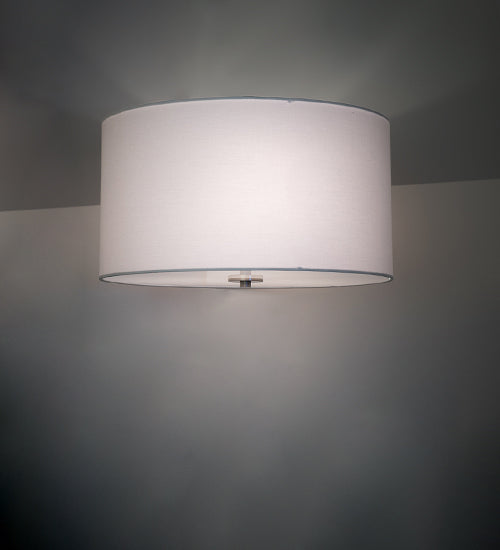 Meyda Lighting Cilindro 20" 3-Light Brushed Nickel Semi-flush Mount Light With White Textrene Shade