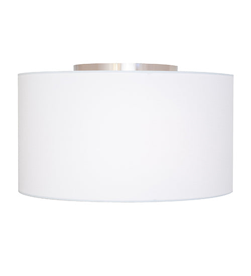 Meyda Lighting Cilindro 20" 3-Light Brushed Nickel Semi-flush Mount Light With White Textrene Shade