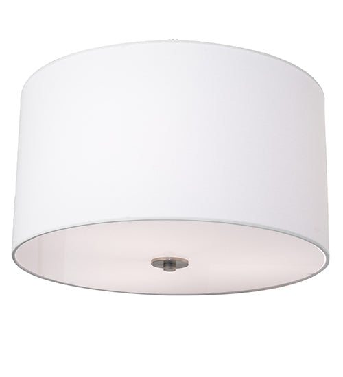 Meyda Lighting Cilindro 20" 3-Light Brushed Nickel Semi-flush Mount Light With White Textrene Shade