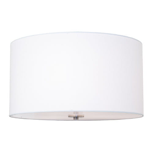 Meyda Lighting Cilindro 20" 3-Light Brushed Nickel Semi-flush Mount Light With White Textrene Shade