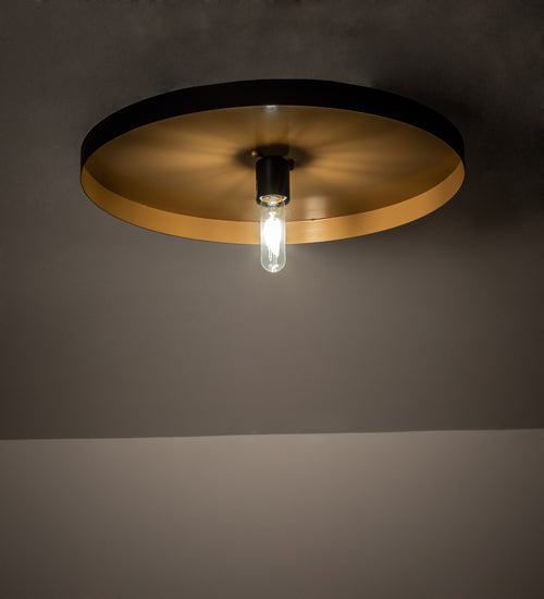 Meyda Lighting Cilindro 20" Solar Black & Sahara Gold Flush Mount Light
