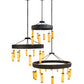 Meyda Lighting Cilindro 200" LED Distressed Chestnut Universo Pendant Light With Ambra Siena Idalight Shade Glass