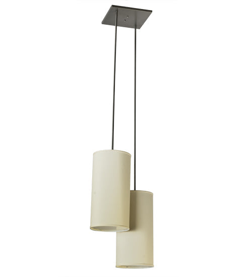 Meyda Lighting Cilindro 21" 2-Light Nickel Suave Pendant Light With White Eggshell Textrene Shade
