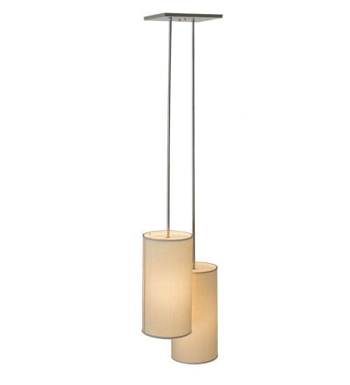 Meyda Lighting Cilindro 21" 2-Light Nickel Suave Pendant Light With White Eggshell Textrene Shade