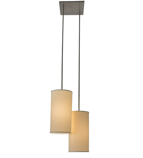 Meyda Lighting Cilindro 21" 2-Light Nickel Suave Pendant Light With White Eggshell Textrene Shade