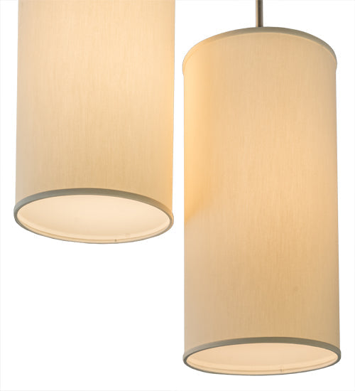 Meyda Lighting Cilindro 21" 2-Light Nickel Suave Pendant Light With White Eggshell Textrene Shade