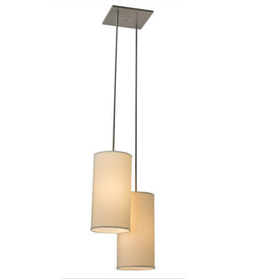 Meyda Lighting Cilindro 21" 2-Light Nickel Suave Pendant Light With White Eggshell Textrene Shade