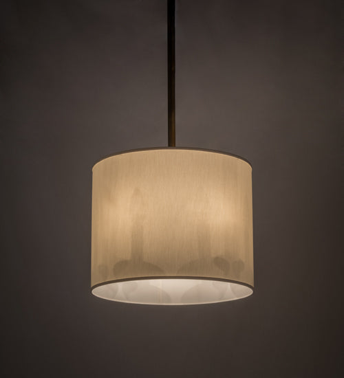 Meyda Lighting Cilindro 21" 4-Light Antique Copper Pendant Light With White Eggshell Textrene Shade