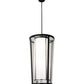Meyda Lighting Cilindro 21" 4-Light Textured Black Tapered Pendant Light With White & Clear Rainstone Idalight Shade Glass