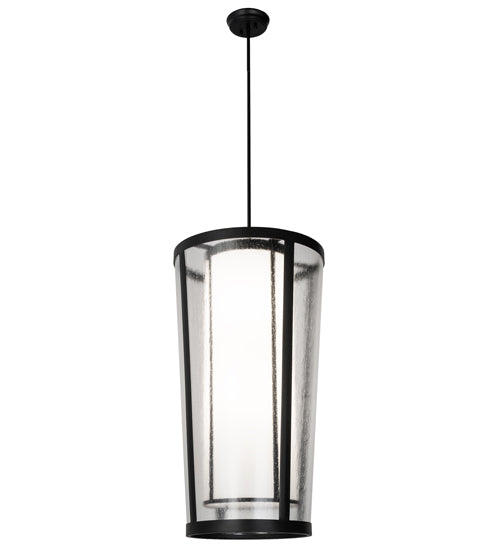 Meyda Lighting Cilindro 21" 4-Light Textured Black Tapered Pendant Light With White & Clear Rainstone Idalight Shade Glass