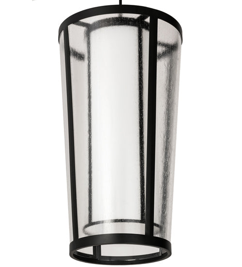 Meyda Lighting Cilindro 21" 4-Light Textured Black Tapered Pendant Light With White & Clear Rainstone Idalight Shade Glass