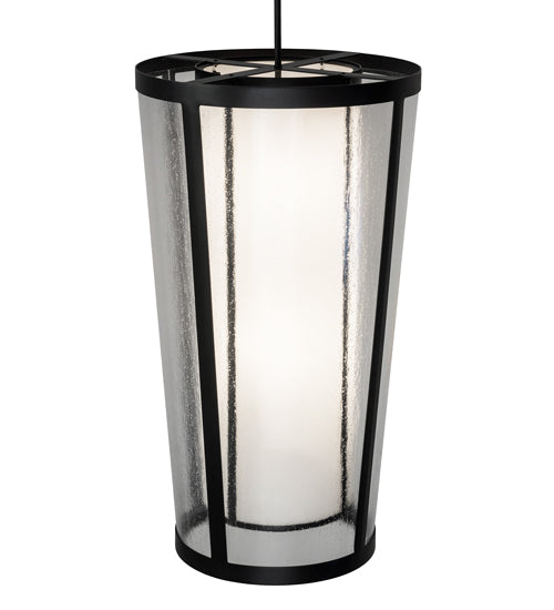 Meyda Lighting Cilindro 21" 4-Light Textured Black Tapered Pendant Light With White & Clear Rainstone Idalight Shade Glass