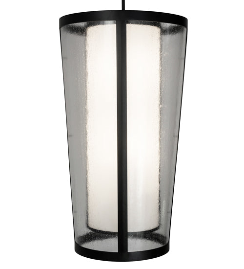 Meyda Lighting Cilindro 21" 4-Light Textured Black Tapered Pendant Light With White & Clear Rainstone Idalight Shade Glass