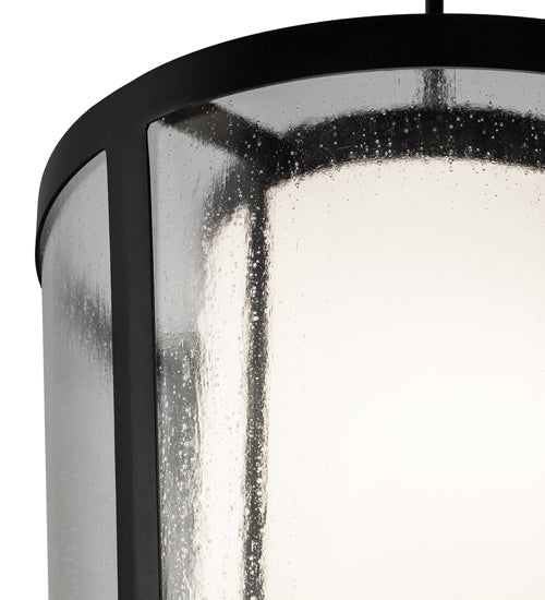Meyda Lighting Cilindro 21" 4-Light Textured Black Tapered Pendant Light With White & Clear Rainstone Idalight Shade Glass