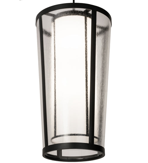 Meyda Lighting Cilindro 21" 4-Light Textured Black Tapered Pendant Light With White & Clear Rainstone Idalight Shade Glass