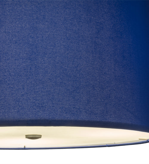 Meyda Lighting Cilindro 22" 3-Light Sparkle Silver Play Pendant Light With Blue Marine Topaz Linen Shade