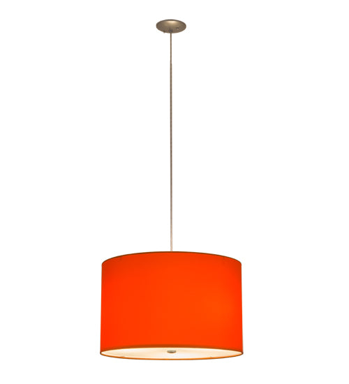 Meyda Lighting Cilindro 22" 3-Light Sparkle Silver Play Pendant Light With Orange Linen Shade