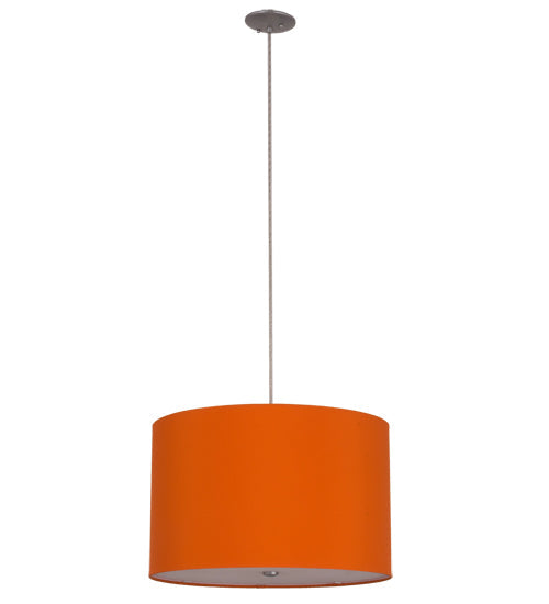Meyda Lighting Cilindro 22" 3-Light Sparkle Silver Play Pendant Light With Orange Linen Shade