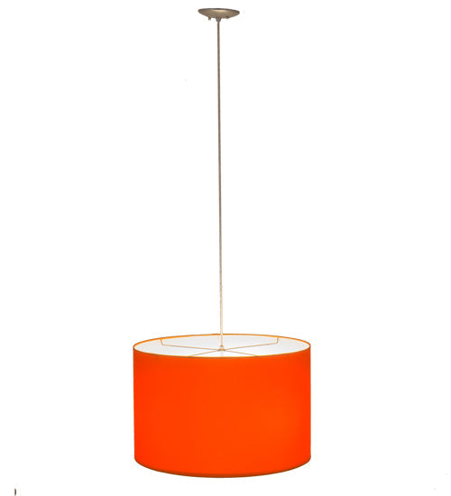 Meyda Lighting Cilindro 22" 3-Light Sparkle Silver Play Pendant Light With Orange Linen Shade