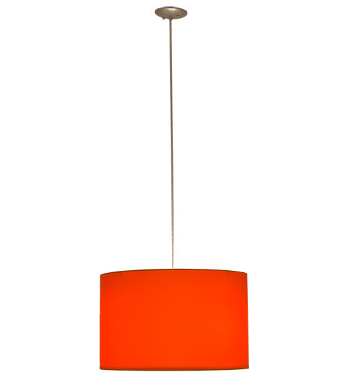 Meyda Lighting Cilindro 22" 3-Light Sparkle Silver Play Pendant Light With Orange Linen Shade