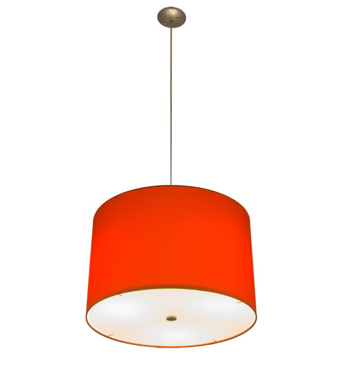 Meyda Lighting Cilindro 22" 3-Light Sparkle Silver Play Pendant Light With Orange Linen Shade