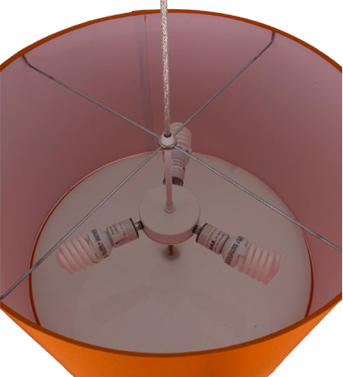 Meyda Lighting Cilindro 22" 3-Light Sparkle Silver Play Pendant Light With Orange Linen Shade