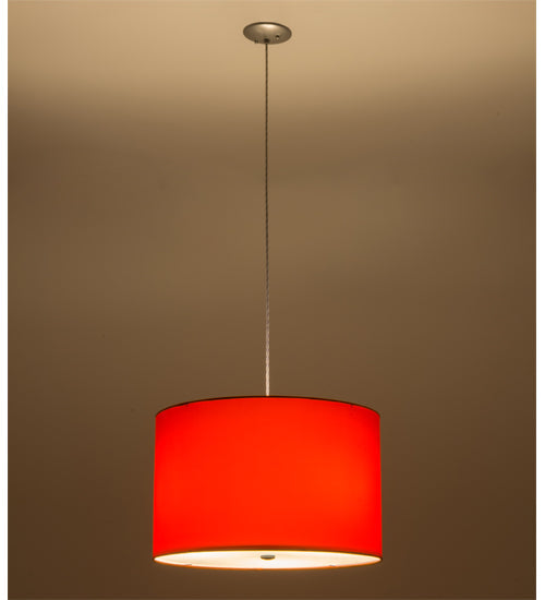Meyda Lighting Cilindro 22" 3-Light Sparkle Silver Play Pendant Light With Orange Linen Shade