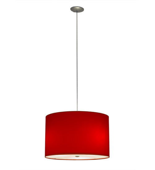 Meyda Lighting Cilindro 22" 3-Light Sparkle Silver Play Pendant Light With Red Linen Shade