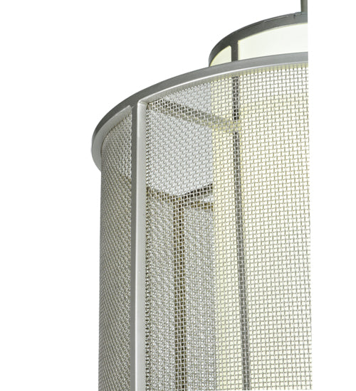 Meyda Lighting Cilindro 22" 4-Light Nickel Weave-Tex Pendant Light With White Statuario Idalight Shade