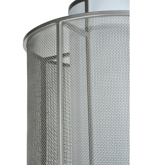 Meyda Lighting Cilindro 22" 4-Light Nickel Weave-Tex Pendant Light With White Statuario Idalight Shade