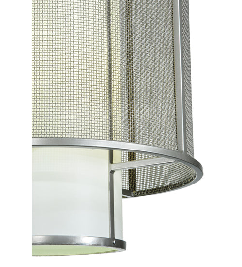 Meyda Lighting Cilindro 22" 4-Light Nickel Weave-Tex Pendant Light With White Statuario Idalight Shade