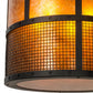 Meyda Lighting Cilindro 22" 8-Light Textured Black Golpe Pendant Light With Amber Mica Shade Glass