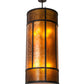 Meyda Lighting Cilindro 22" 8-Light Textured Black Golpe Pendant Light With Amber Mica Shade Glass