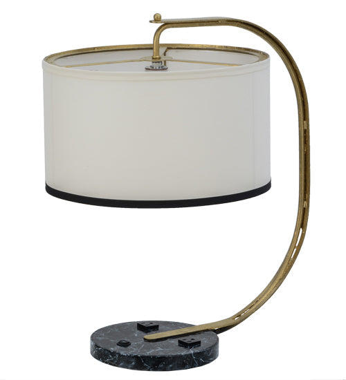 Meyda Lighting Cilindro 22" Faux Black Marble Madrona Table Lamp With White Linen Shade
