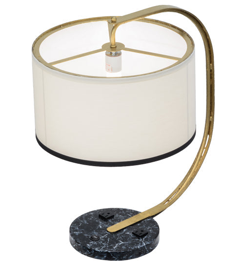 Meyda Lighting Cilindro 22" Faux Black Marble Madrona Table Lamp With White Linen Shade