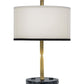 Meyda Lighting Cilindro 22" Faux Black Marble Madrona Table Lamp With White Linen Shade