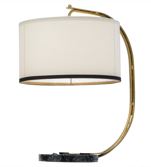 Meyda Lighting Cilindro 22" Faux Black Marble Madrona Table Lamp With White Linen Shade