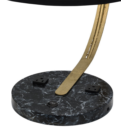 Meyda Lighting Cilindro 22" Faux Black Marble Madrona Table Lamp With White Linen Shade