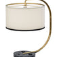 Meyda Lighting Cilindro 22" Faux Black Marble Madrona Table Lamp With White Linen Shade