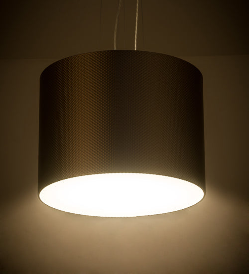 Meyda Lighting Cilindro 22" LED Brushed Stainless Steel Metal-Tex Pendant Light With White Statuario Idalight Shade Glass