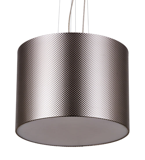Meyda Lighting Cilindro 22" LED Brushed Stainless Steel Metal-Tex Pendant Light With White Statuario Idalight Shade Glass